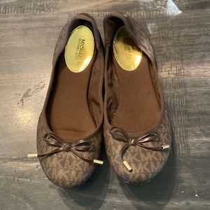 MK Michael Kors Slip On Flats Ballerina Brown and Gold Women’s Size 9.5